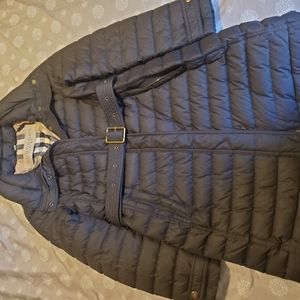Burberry Brit puffer coat jacket black with belt small xsmall 2 4